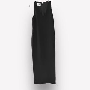 🥑YL black column dress v-neck high slit fully lined back zip size 8